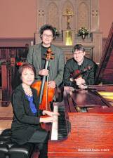 <b>From left, pianist Diana Greene, cellist Adam Gonzalez and violinist Nichlas Currie </b>will perform Saturday, April 20 at Christ Church in Newton. (Photo courtesy of Maplecroft Studio)