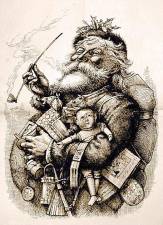 This is just one of the portraits of Santa Claus created by Thomas Nast (1840-1902), the editorial cartoonist often considered to be the Father of the American Cartoon.