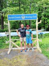 Eagle Scout aids Rowing Club Mike Crane, left, of Crane Carving with Andrew Wilson, who built a rack to store oars for the Sussex County Rowing Club as his Eagle Scout project. (Photo provided)
