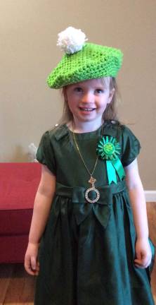 Bernadette Maxwell of Goshen, N.Y. &quot;Gemma Maxwell, 4, of Goshen, N.Y., fashioning her green Irish cap she wore for St. Patrick's Day.&quot;