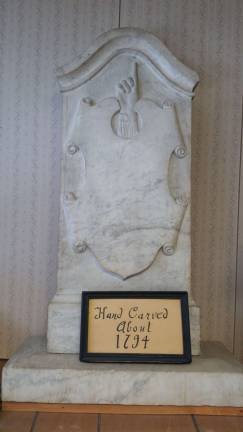 Photos by Don Carswell A white monument displayed inside Wolfe Granite Memorials in Sussex.