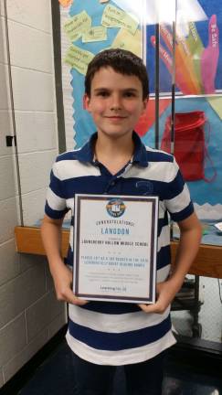 Vernon student wins reading award Langdon Frey