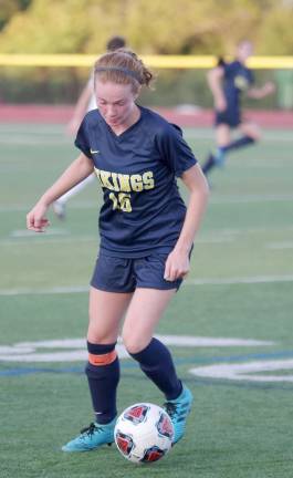 Vernon girls' soccer tops Sussex Tech Vernon's Catherine McCabe controls the ball. McCabe made 1 assist