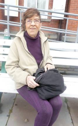 Court grants protection order to animal shelter worker Phyllis Simpson, one of 17 who came in support of Selina McGinnis, told her story about Barry Heim outside the Pike County Courthouse (Photo by Frances Ruth Harris)
