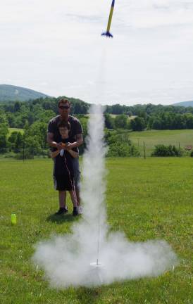 Launching rockets in the upper field at Rickey Farm on Route 94.