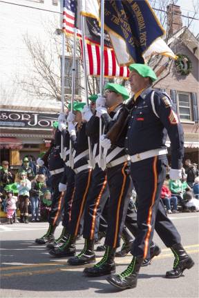 Newton goes green The Color Guard from Lt Robert A. Madden Post 10152 Ogdensburg VFW.