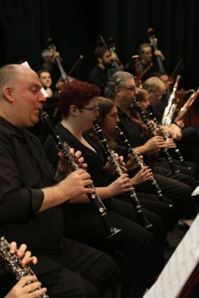 VTHS orchestra collaborates with N.J. symphony Rebecca Stokem and Madison Lutchko are shown on clarinet.
