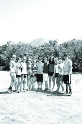 Pictured here enjoying the tropical temperatures near the volcano are, from left, Kirsten Ondris, Emily Fussman, Regina Incarnato, Nicole Pirringer, Lauren Hall, Eric Webber, Chris Kohama, Triana Hielscher, Heather Morris, Chloe LoBosco and Robert (R.J.) Genneken.