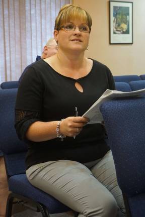 Volcanic Hill Road assessment awaits approval Photo by Vera Olinski Wantage Tax Assessor Kristy Lockburner gives the status of the Volcanic Hill Road special assessment at the Wantage Township meeting.