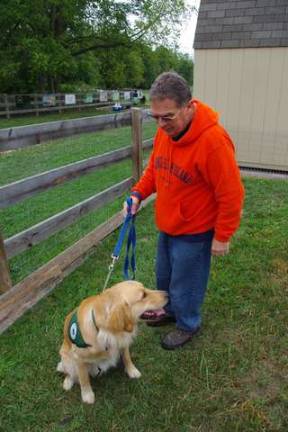 Vernon resident and former schools superintendent Anthony Macerino brought his seeing-eye-dog-in-training Lindo. The 13-month-old Golden Retriever is his 11th dog for The Seeing Eye Puppy Raising Program.