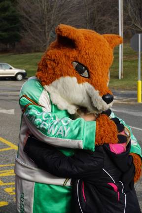 Many students enjoyed giving Foxy hugs.
