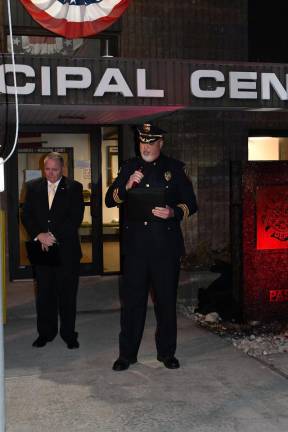 Vernon Township dedicates first responders memorial. <b>Vernon Township Police Chief Dan Young speaks.</b>
