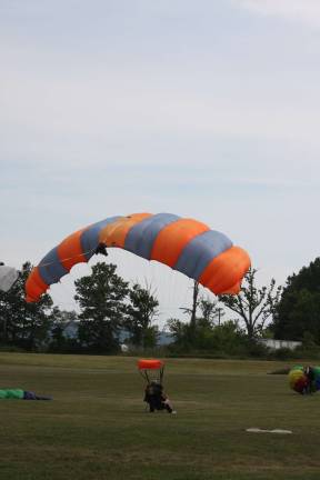 Not a bird, not a plane ... And it's a smooth landing for Alex Divirsk of Hoboken at Sussex Airport. Photo by Gale Miko