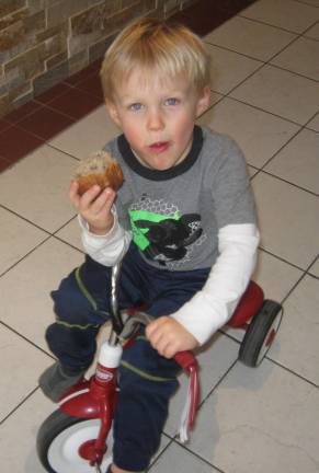 Best kept secret revealed Three- year- old Chase is a powerhouse of energy as he snacks on one of Grandma’s fresh muffins.
