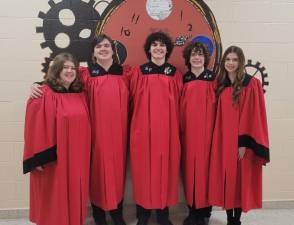 High Point Regional High School Chorus members who sang in the 48th annual All-Sussex County High School Band and Chorus concert Nov. 16 are, from left, Gabrielle Diee, Edward Muller, Sean Colarusso, Angus Schmitt and Avery Horlacher. (Photo provided)