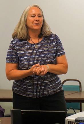 PHOTOS BY VERA OLINSKI Injury Prevention Coordinator K.J. Feury speaks of injury prevention and safety at the Vernon Township Woman's Club meeting.