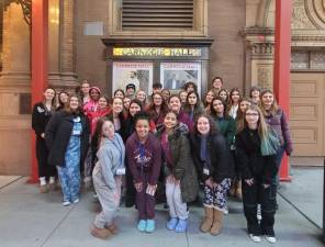 High Point Concert Choir members pose outside Carnegie Hall in Manhattan. (Photo provided)