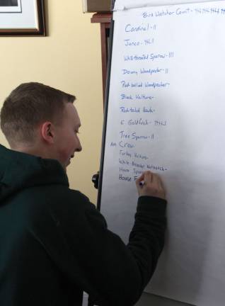 Wallkill Valley refuge holds bird count Tim Paziora of Newton keeps track on the Bird Watcher Count Chart at Wallkill Refuge on Sunday.