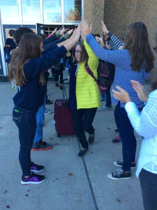 Saying goodbye was hard, as Vernon students created a bridge in front of the school to send their new friends on their way.