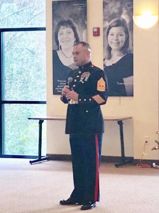 First Sergeant Eduardo Ascendo, of the United States Marine Corps, spoke of the importance of the Toy Drive and the Marines' involvement.
