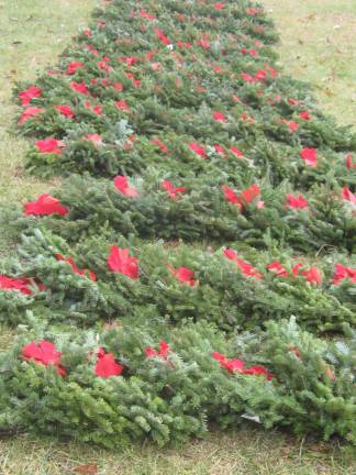 PHOTOS BY JANET REDYKEWreaths await placement on veterans&#x2019; graves a Glenwood Cemetery.