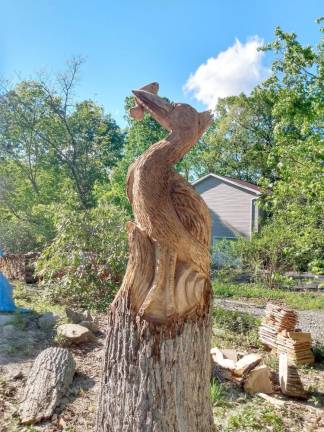 Chainsaw Carver’s carve 7 trees for home owners front yard