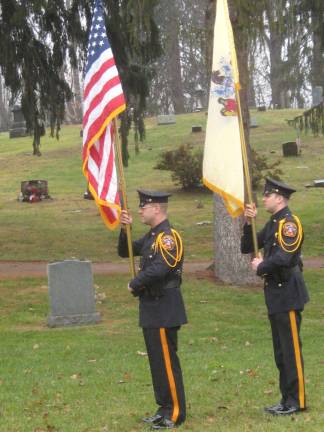 Sussex County Sheriff&#x2019;s Corrections Honor Guard displays the colors.