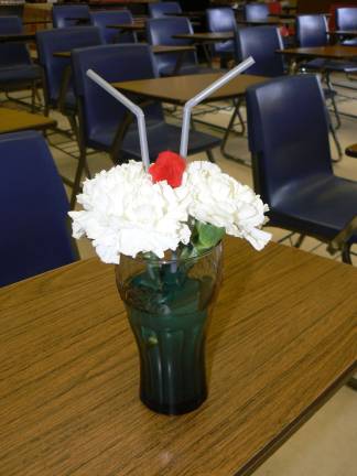 Volunteers appreciated at Lounsberry Hollow Middle School Ice cream soda flowers decorated the tables
