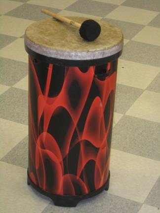PHOTOS BY JANET REDYKE An American Remo drum awaits a player at Saturday&#x2019;s Drum Circle at the Sussex Wantage Library.