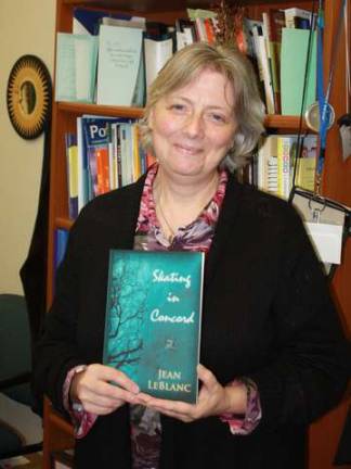 Jean LeBlanc and her book, &quot;Skating in Concord.&quot;