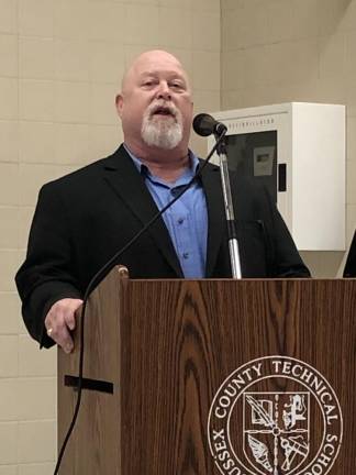 Earl Schick speaks at the meeting of the Sussex County Republican Committee on Saturday, Feb. 3.