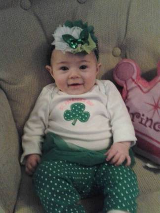 Staci Clarke of West Milford, N.J. &quot;Cathryn Clarke is all dressed up for her first St. Paddy's Day.&quot;