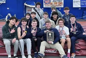 For the second year in a row, the Vernon Township High School boys indoor track team won the small school title at the Merli Invitational on Jan. 6 at the Bennett Indoor Athletic Complex in Toms River. (Photos provided)