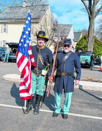 Tom Horuzy and Ed Biedricki of the 27th Regiment of New Jersey Volunteer Infantry Company F, a group of Civil War re-enactors.