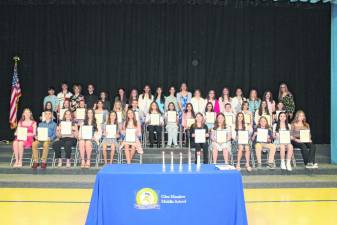 Twenty-seven seventh- and eighth-graders were inducted into the Glen Meadow Middle School chapter of the National Junior Honor Society on March 27.