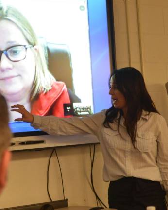 High Point school showcases technology Instructor Mimi Fenlon demonstrates video conferencing.