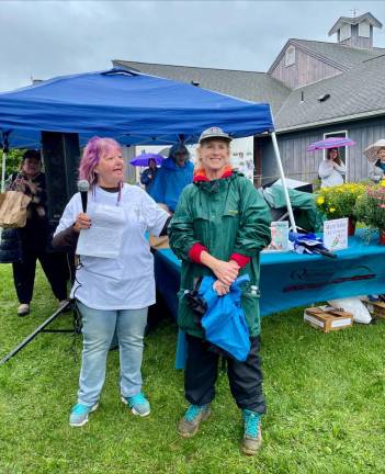 TF1 Lorri Optiz, left, director of bereavement at the Joseph T. Quinlan Bereavement Center in Augusta, salutes Peggy Pak of Lafayette, who raised the most money individually and by a team as part of the Celebrate A Life 5K Walk on Saturday, Sept. 23 at the Sussex County Fairgrounds. Team Greg, in honor of her late husband, raised $2,200 and Pak raised $1,800 as an individual. (Photos provided)