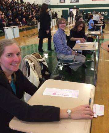 Vernon academic decathlon team wins medals From left, Rose Wolthoff and Matt Maass wait for their scores to be tallied in the Super Quiz portion of the Academic Decathlon.