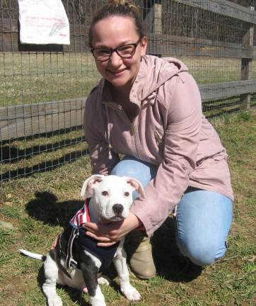 Puppy Sarge came to his first egg hunt with his person Brenna De Bagno.