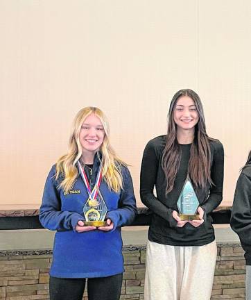 SKI3 Kelsey Callahan, left, was second overall in the New Jersey Interscholastic Ski Racing Association Team State Championships and Gabrielle Tavares took first place.