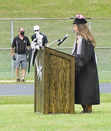 Valedictorian Sarah McNamara speaks of the future. (Photo by Vera Olinsky)