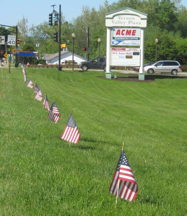 The Vernon Acme green is lined with the red, white and blue.