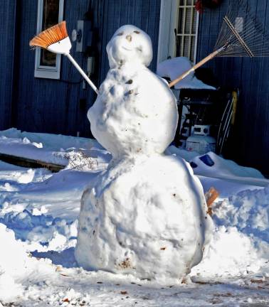Wantage residents on Route 519 built this snowman.