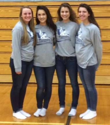 Senior captains leading Vernon swim team Vernon Township High School girls swimming convos, from left, Emily Nix, Madison Gigante, Emily Rothamel and Katie Owens.