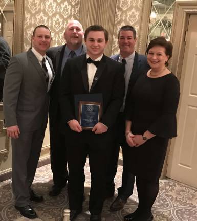 Stefkovich represents Vernon at scholar-athlete program Assistant Football Coach Adam Coleman, Head Coach Chuck Tepper, Senior Mike Stefkovich, Athletic Director Bill Foley, Principal Dr. Anderson.