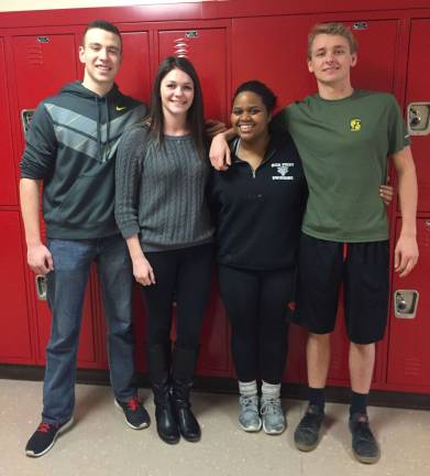 From left, Vinnie Dellechiaie, Emily Haudek, Symoine Anglin, Mills Macken