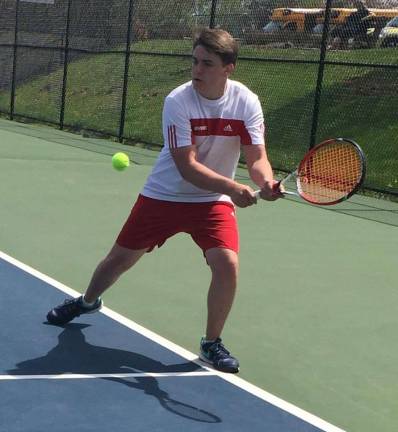 Arnold leading High Point tennis Spencer Arnold hits a backhand at the Hunterdon-Sussex-Warren Tournament on April 19.