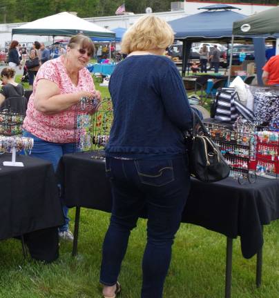 Peggy Merck of the Lake Wallkill section of Vernon brought a large assortment of her handmade jewelry to Tractor Supply.