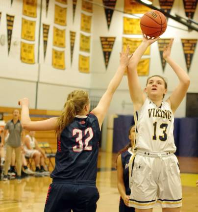 Vernon falls to Lenape Valley, 56-29 Lenape Valley's Alicja Wesloske in the midst of a shot.