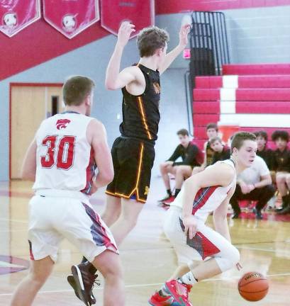 High Point's Brendan Franko dribbles the ball in the second half. Franko scored 19 points.